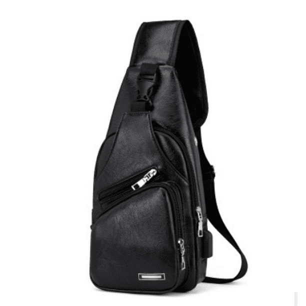 Men's USB Charging Bag Men's Chest Bag PU Shoulder Package Travel Bag For Male